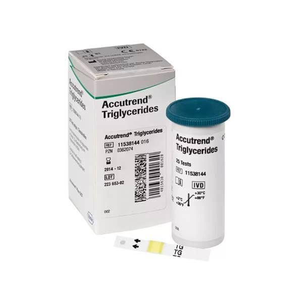 Accutrend Triglicéridos 25 Tiras Reactivas | Para Medición Cuantitativa en Sangre Total Capilar