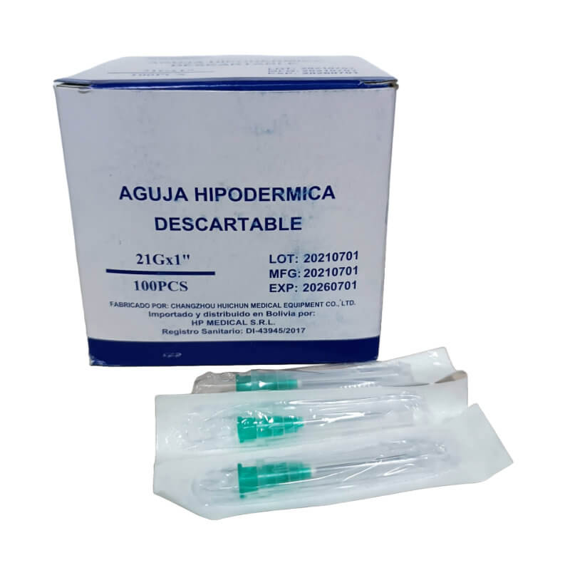 Aguja Hipodérmica Descartable 21G x 1" 100 PCS