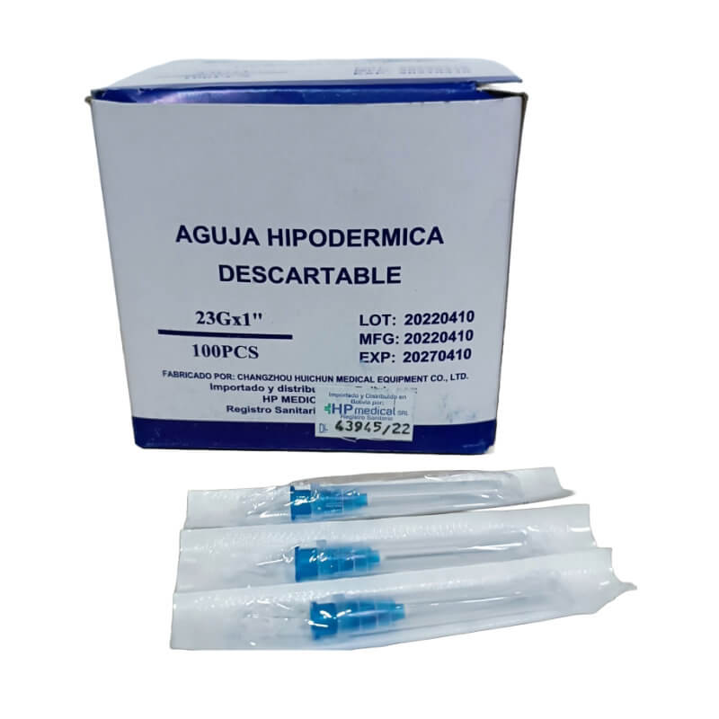 Aguja Hipodérmica Descartable 23G x 1" 100 PCS