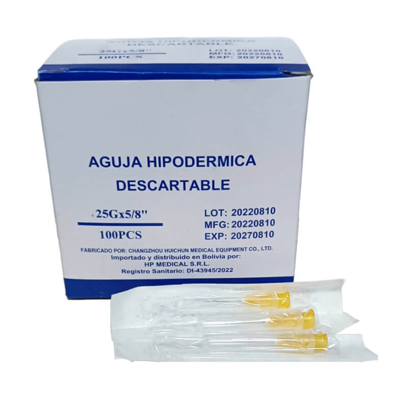 Aguja Hipodérmica Descartable 25G x 1" 100 PCS