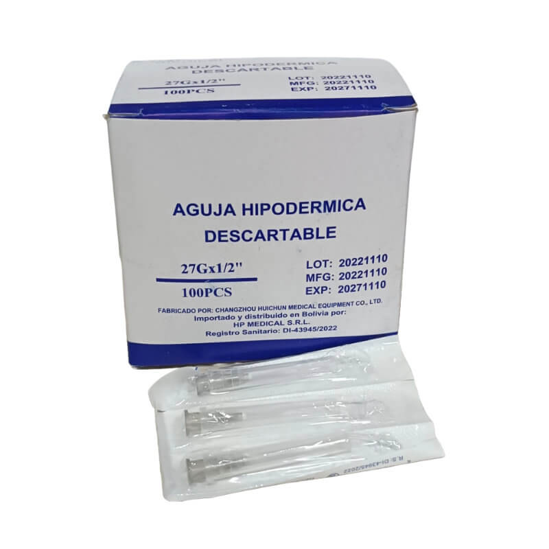 Aguja Hipodérmica Descartable 27G x 1" 100 PCS