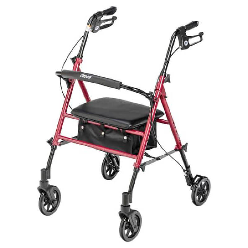 Andador de aluminio con 4 ruedas y bolso