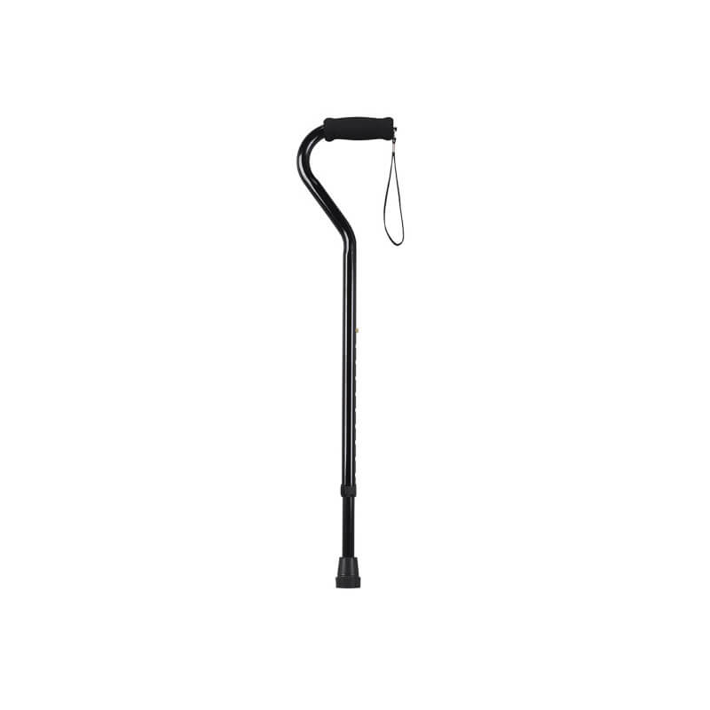 BASTON DE ALUMINIO CROMADO COLOR NEGRO CON MANGO CURVO