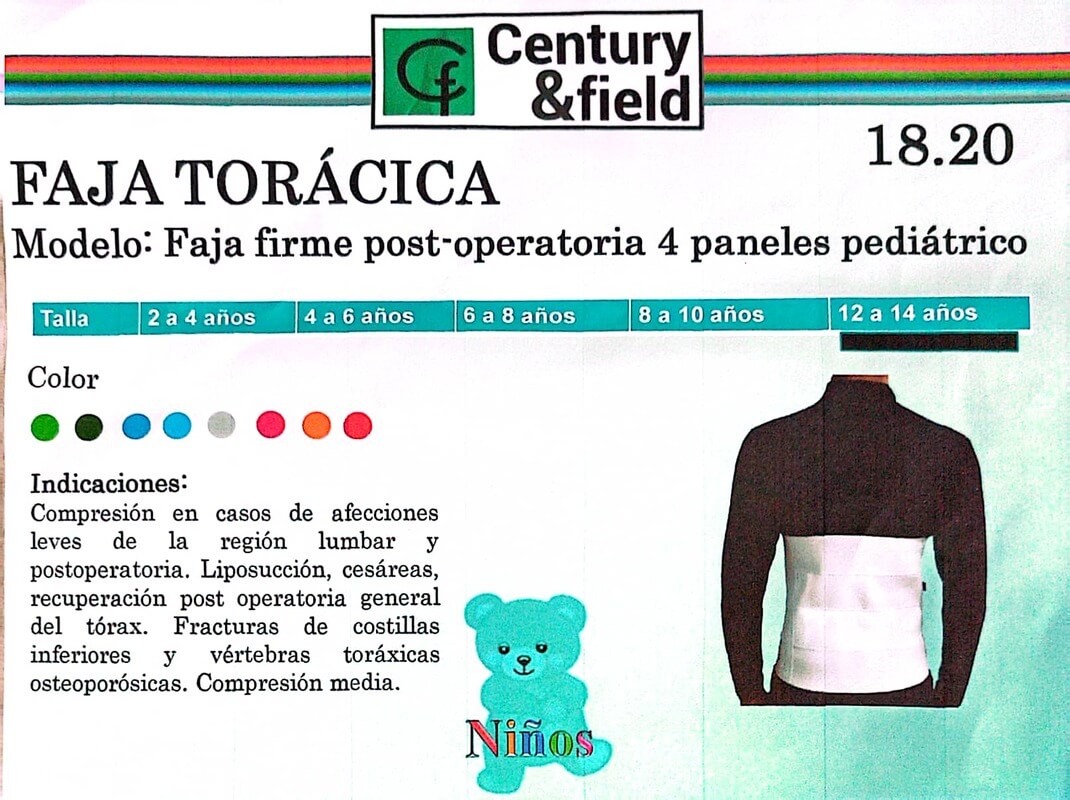 Faja firme post-operatoria 4 paneles pediátrico