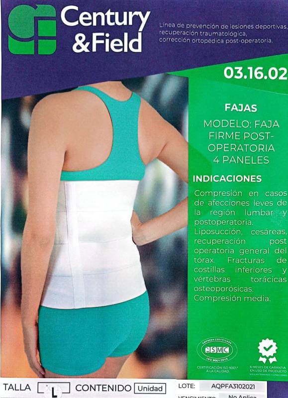 FAJA FIRME POSTOPERATORIA 4 PANELES