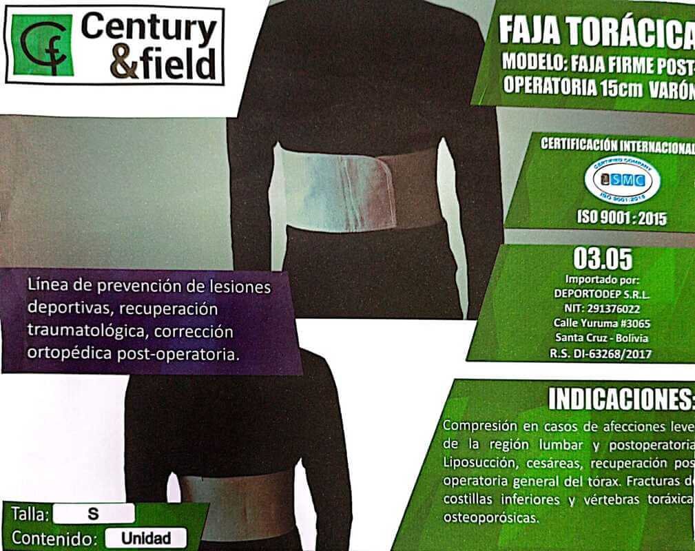 FAJA TORÁCICA FIRME POST- OPERATORIA 15cm VARÓN