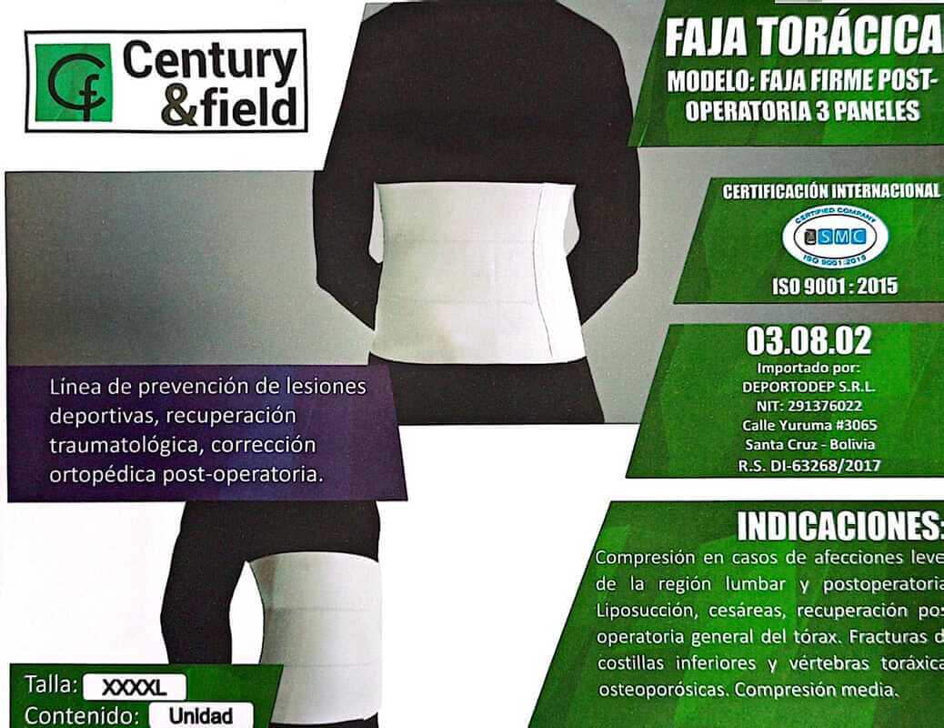 FAJA TORÁCICA FIRME POST-  OPERATORIA 3 PANELES