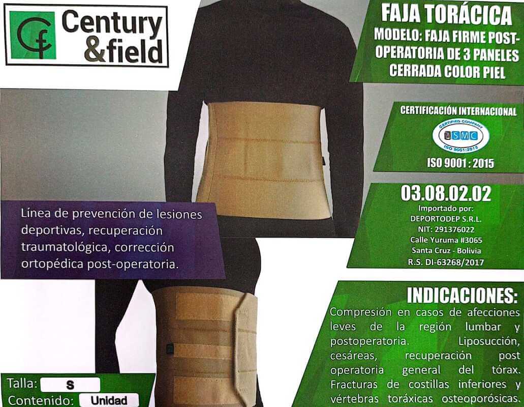 FAJA TORÁCICA FIRME POST- OPERATORIA DE 3 PANELES CERRADA COLOR PIEL