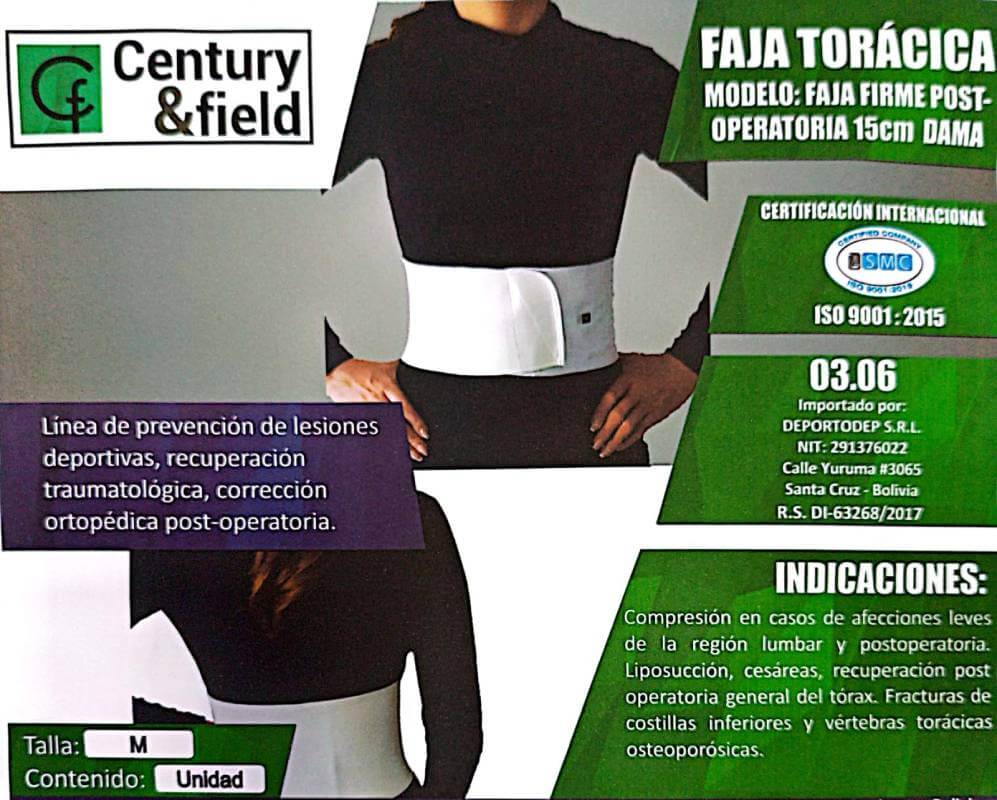 FAJA TORÁCICA FIRME POSTOPERATORIA 15cm DAMA