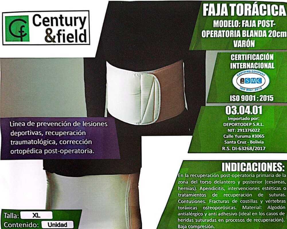 FAJA TORÁCICA POST- OPERATORIA BLANDA 20cm VARÓN