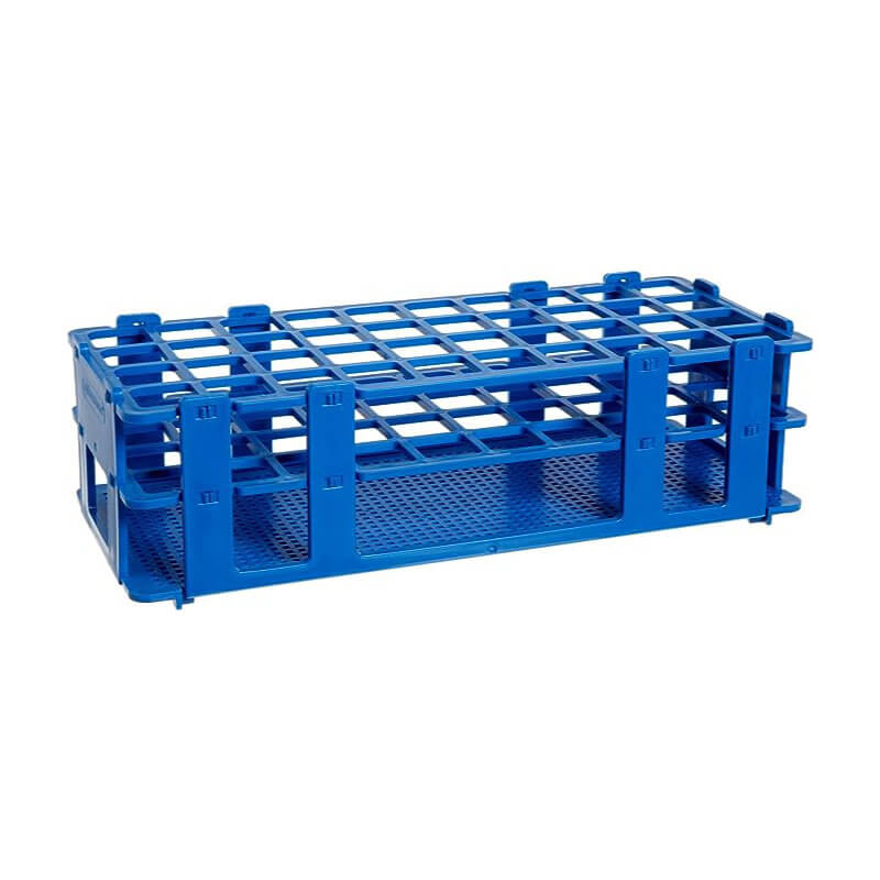 Gradilla para tubos de ensayo sin cables, polipropileno, azul