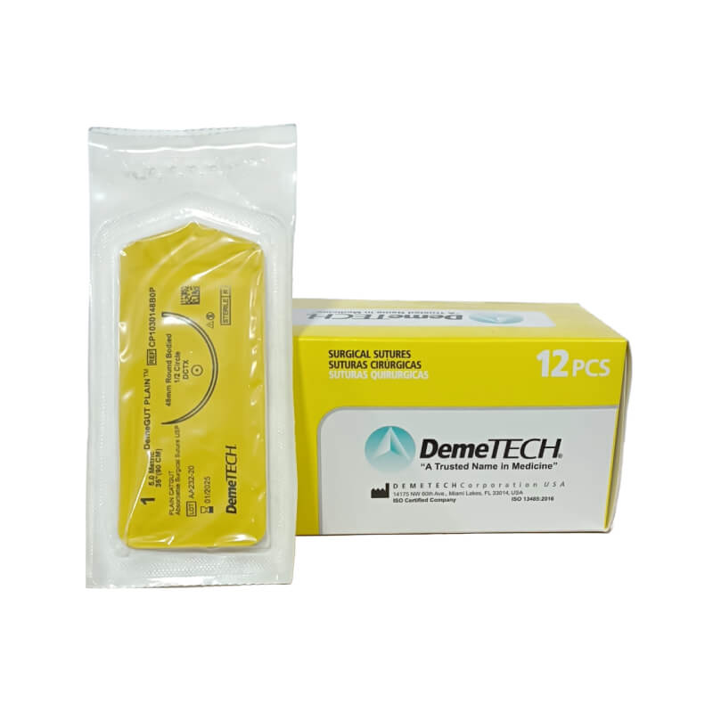 Hilos de Sutura DEMETECH, Hilo absorbible natural, catgut simple, monofilamento