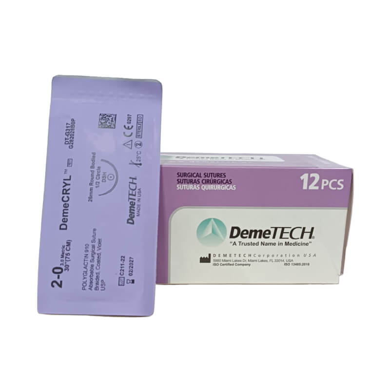 Hilos de Sutura DEMETECH, Hilo absorbible sintético, multifilamento