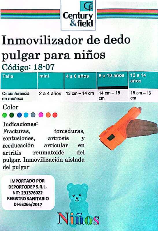 Inmovilizador de dedo pulgar para niños
