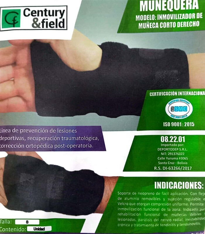 MUÑEQUERA INMOVILIZADOR DE MUÑECA CORTO DERECHO