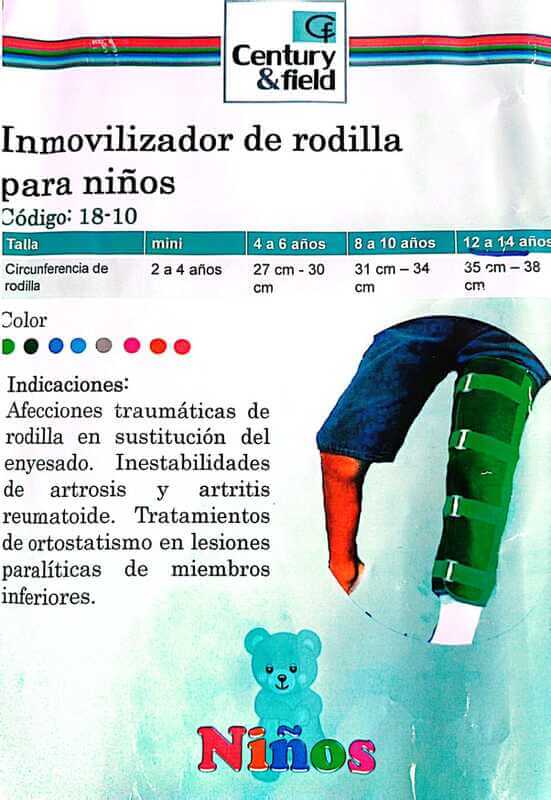 Inmovilizador de rodilla para niños
