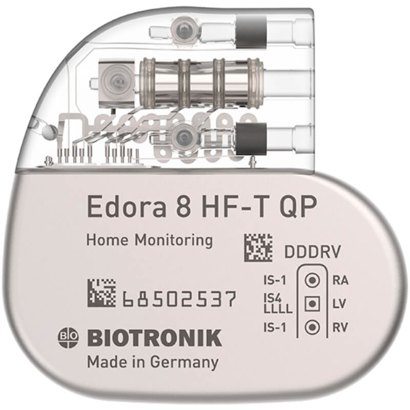 Marcapaso con terapia de resincronización cardíaca tricameral Edora 8 HF-T-OP, Biotronik