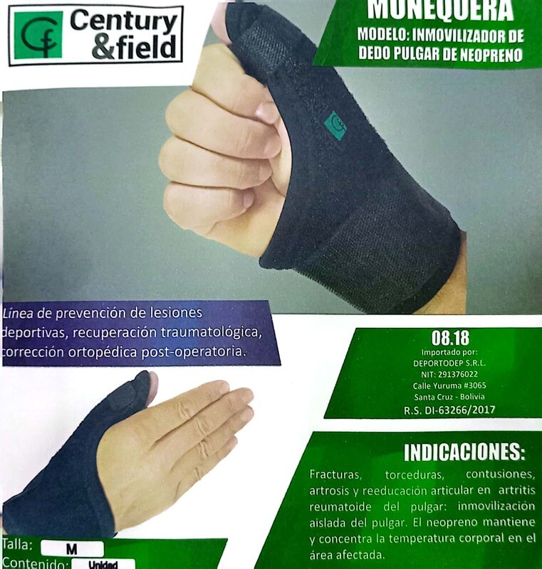 MUÑEQUERA INMOVILIZADOR DE DEDO PULGAR DE NEOPRENO