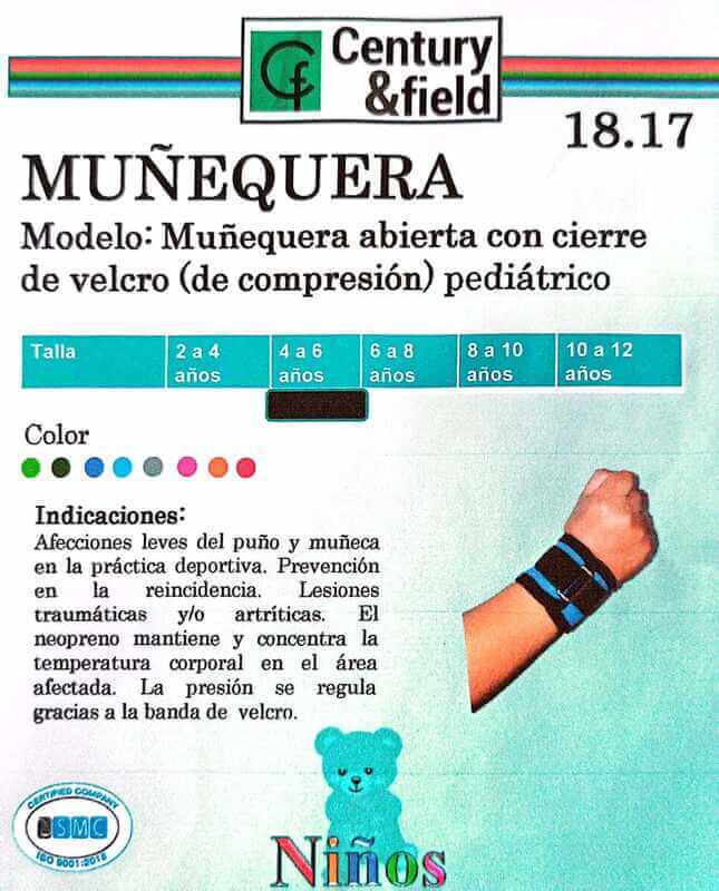 Muñequera abierta con cierre de velcro (de compresión) pediátrico