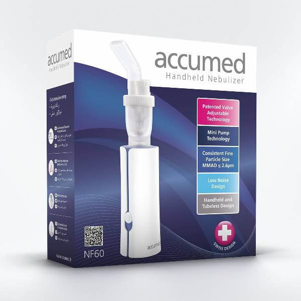 Vista 2 de Nebulizador Portátil AccuMed NF60 | Tecnología VA y Diseño Compacto Sin Tubos
