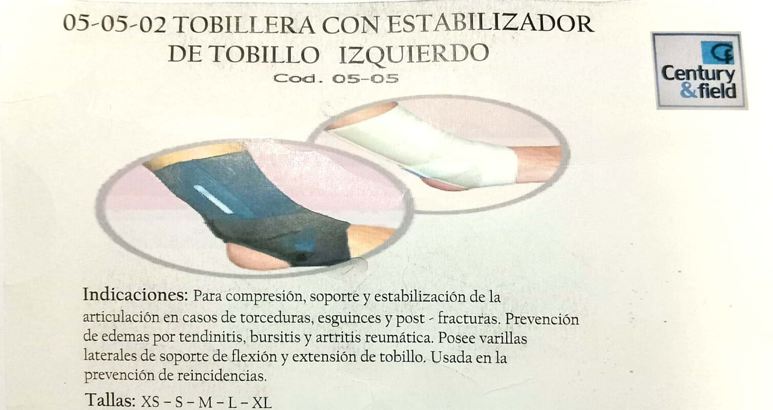 TOBILLERA CON ESTABILIZADOR DE TOBILLO IZQUIERDO